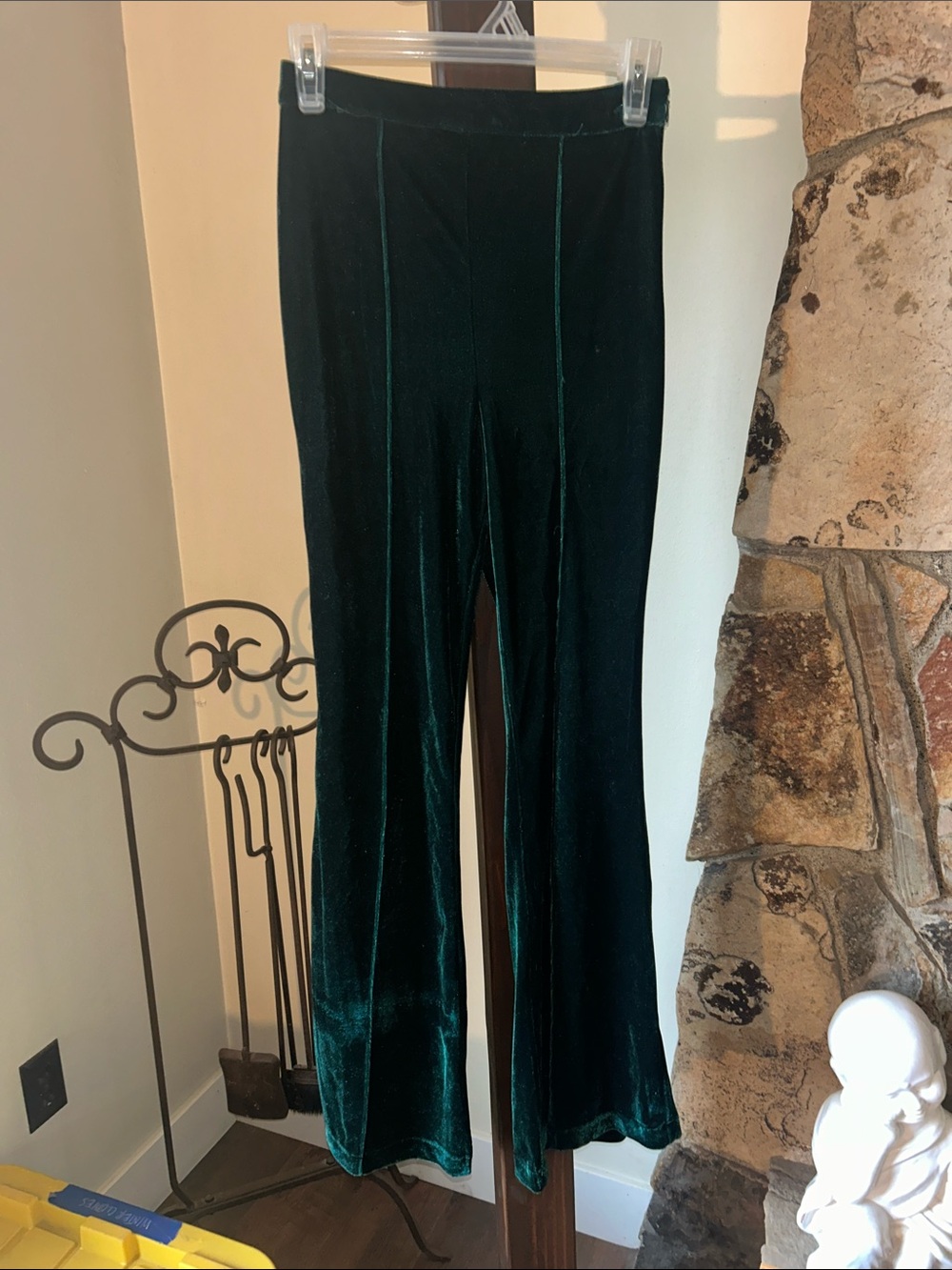 Flying Tomato Emerald Green Velvet Flare Pants